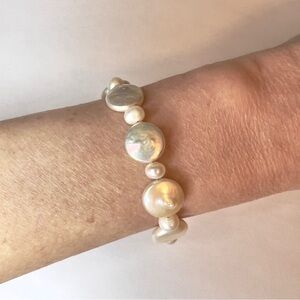 Elegant Genuine White Pearl 925 Sterling Silver Bracelet